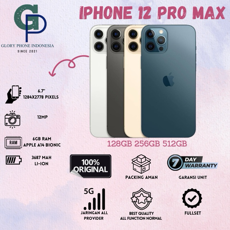 ip 12 Pro Max 128GB 256GB 512GB Fullset Bekas