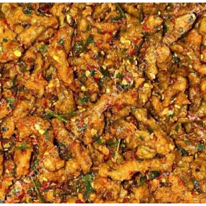 

Usus Krispi / kripik usus 500 Gram / 500Gram usus Crispy bumbu pedas daun jeruk