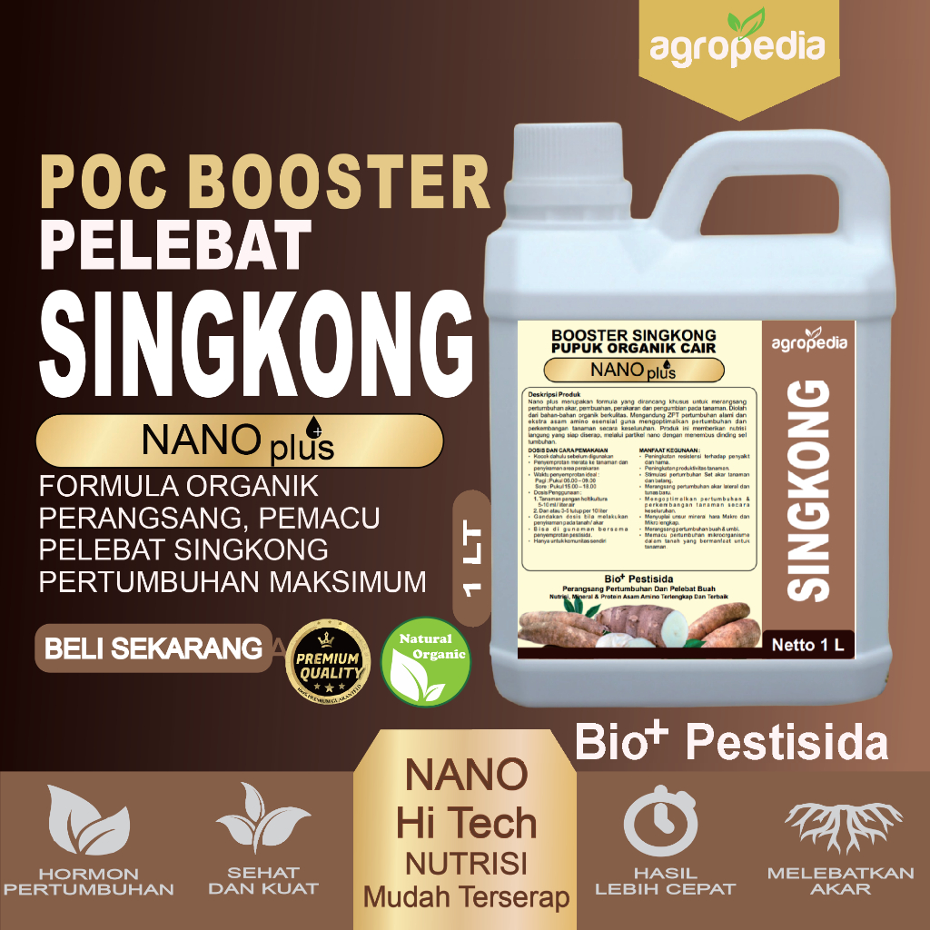 NANOplus Pupuk BOOSTER Tanaman Umbi Singkong, Nutrisi Pupuk Cair  Umbi Singkong , Pupuk Pelebat Tana