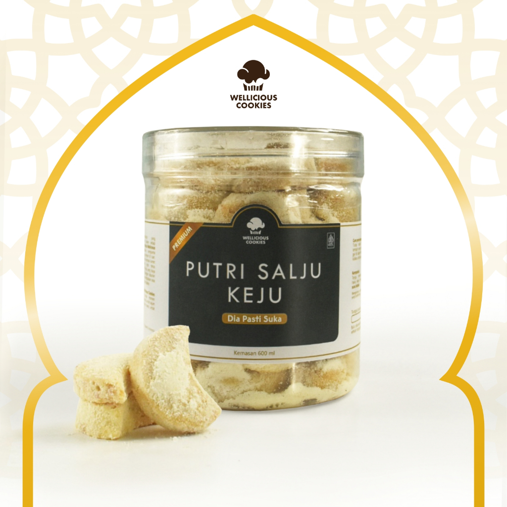 

Kue Kering Putri Salju Keju Cookies Premium Hampers, Hantaran, Hadiah Hari Raya Toples Tabung 600 ml