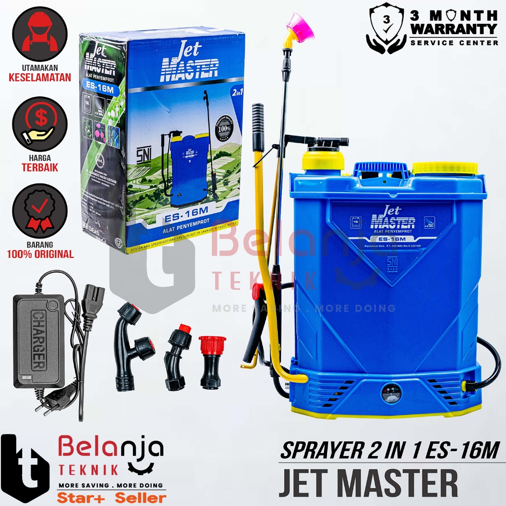 

Jet Master By Tasco Alat Semprot Hama Disinfektan 16 Liter Knapsack Sprayer 2 IN 1 Manual Elektrik 16L ES-16M
