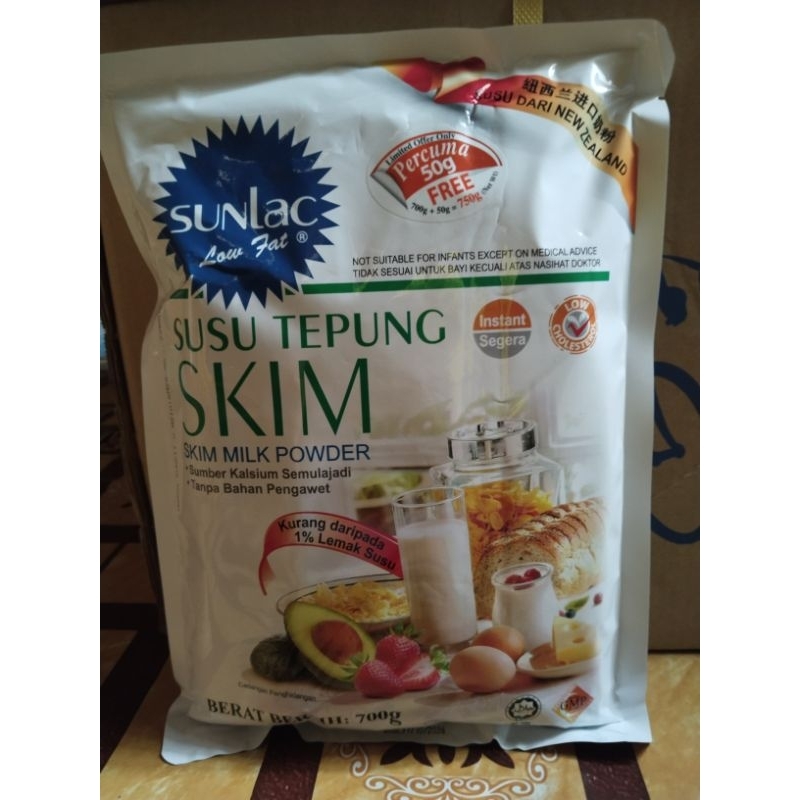 

Sunlac skim milk powder 700g+ 50g per dus