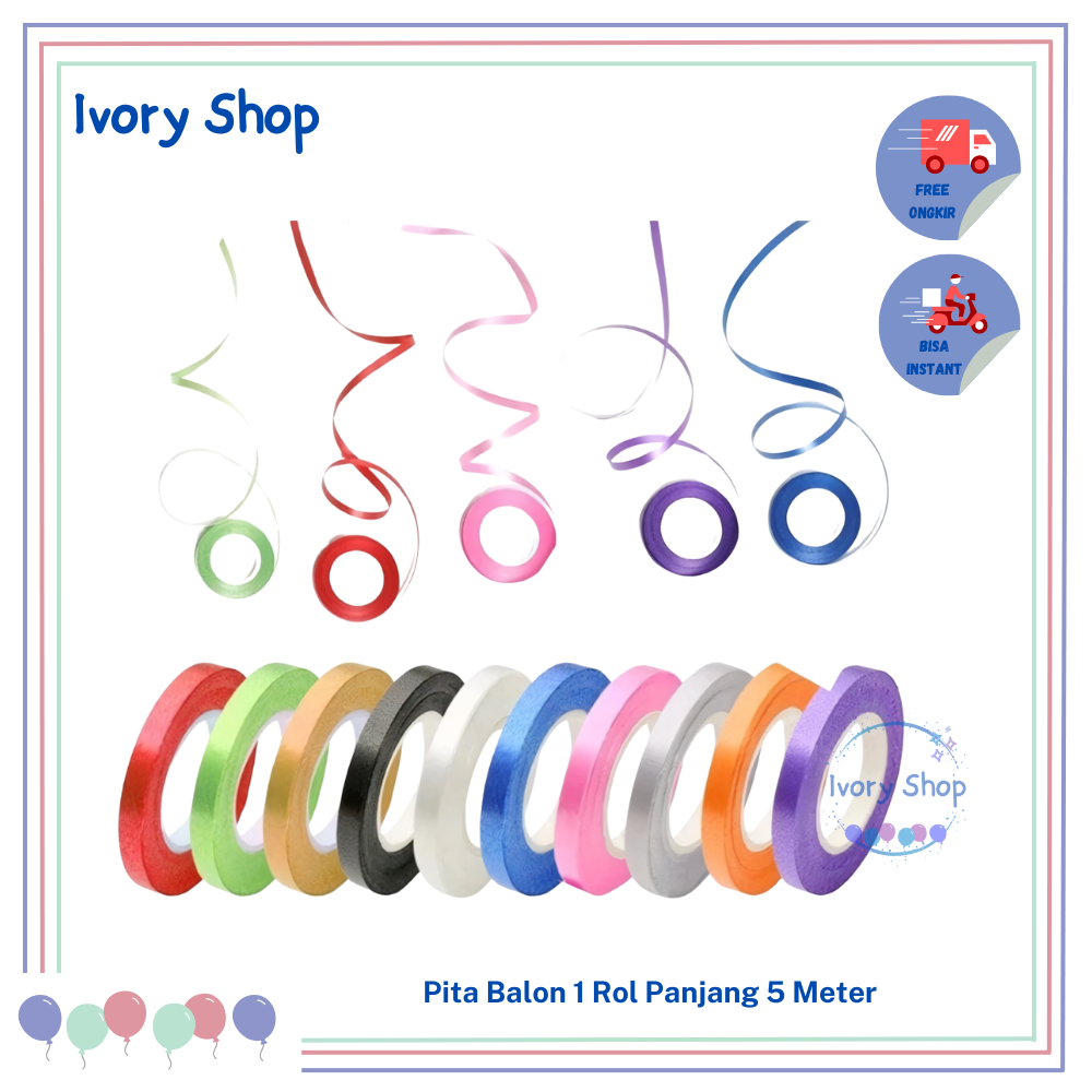 

Pita Balon 1 Rol panjang 5 Meter curly ribboon
