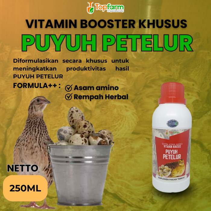 Vitamin Booster Puyuh Petelur 250ML/Vitamin Booster Untuk Puyuh Petelur/ Vitamin Burung Puyuh Petelu