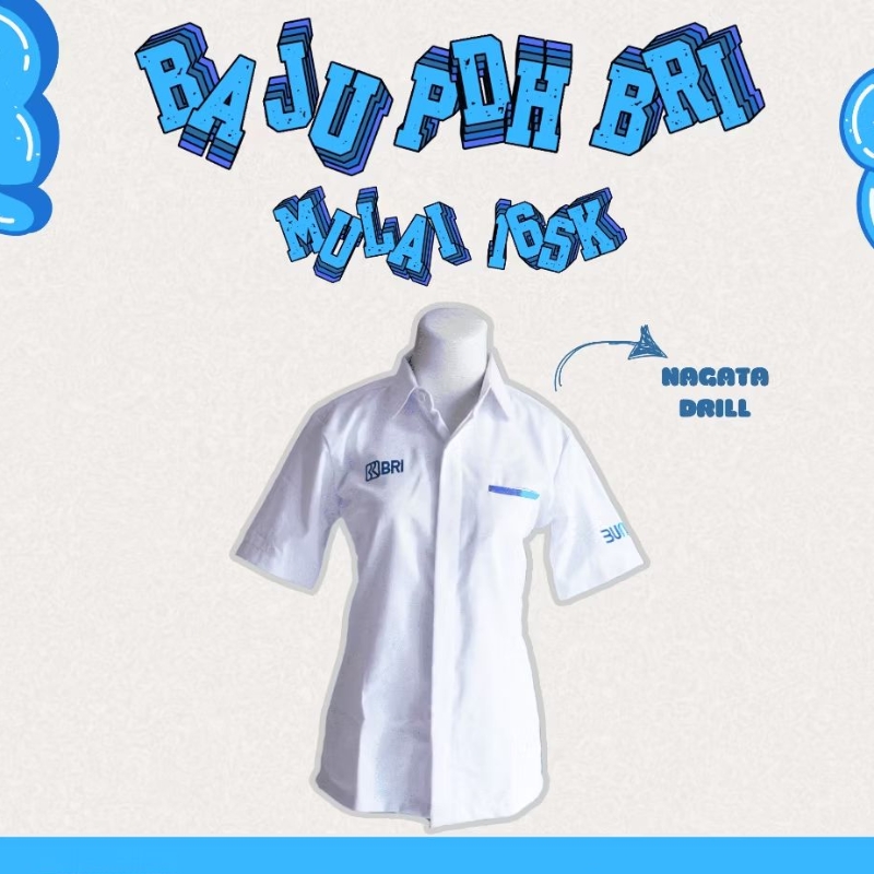 Baju PDH BRI Pria Wanita Lengan Panjang bahan Nagata Drill