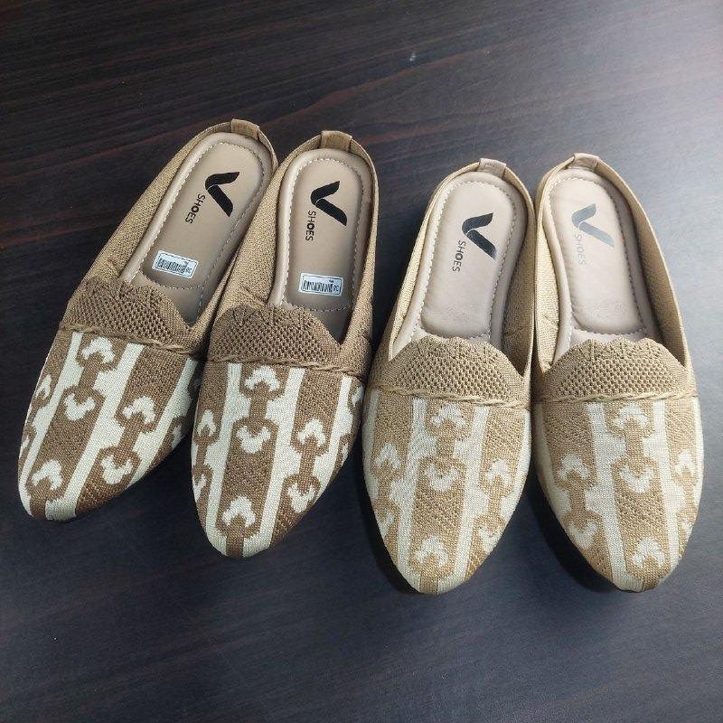 Sepatu Safari Rajut Wanita Flatshoes Rajut Import