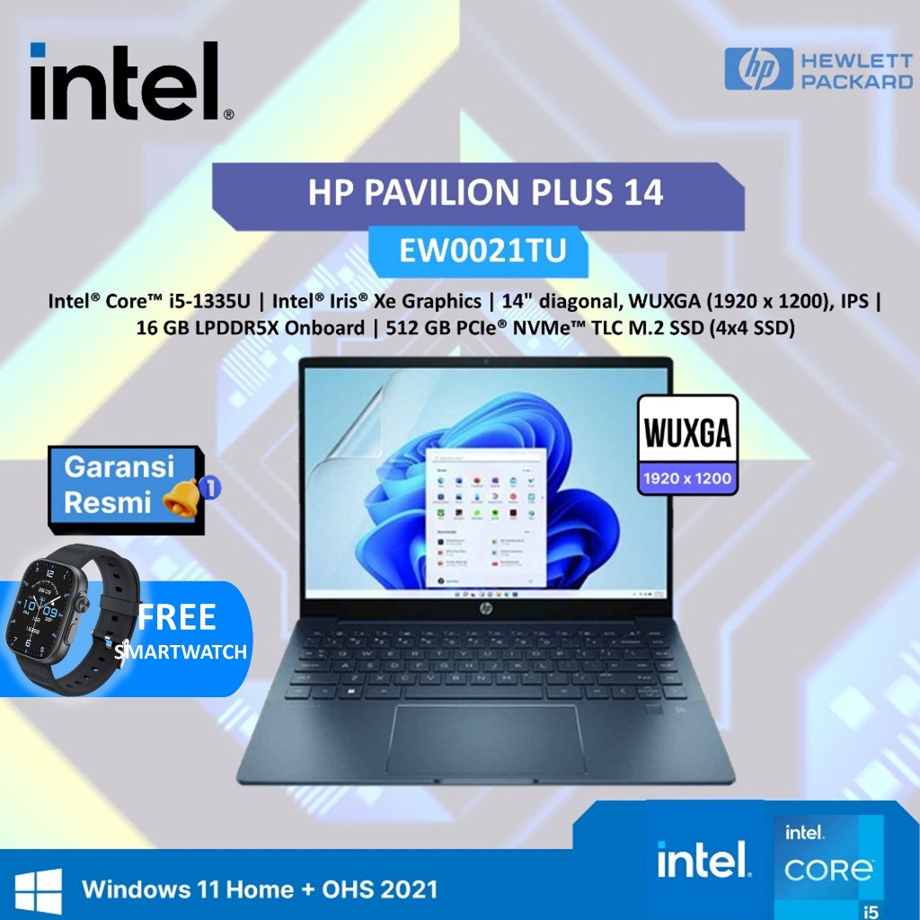 Laptop HP Pavilion Plus 14 EW0020TU / EW0021TU - I5 1355U ( GEN 13 ) 16GB 512GB 14.0" WUXGA IPS Back