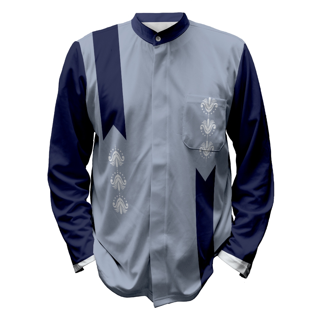 GAMEPLANE - Baju Muslim Pria Koko Jersey Pattern Abstrak Baby Blue Navy 05 Custom Full Printing