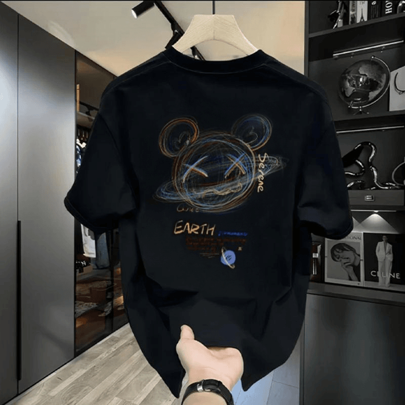 Busana musim panas baru yang dilukis dengan tangan mencetak pola beruang yang dilukis dengan tangan 