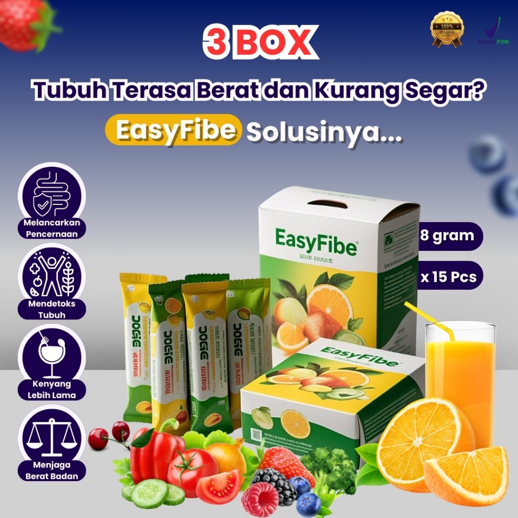 

EASYFIBE | 3 BOX LEBIH HEMAT | Rahasia Berat Badan Ideal Perut Rata dan Kulit Glowing