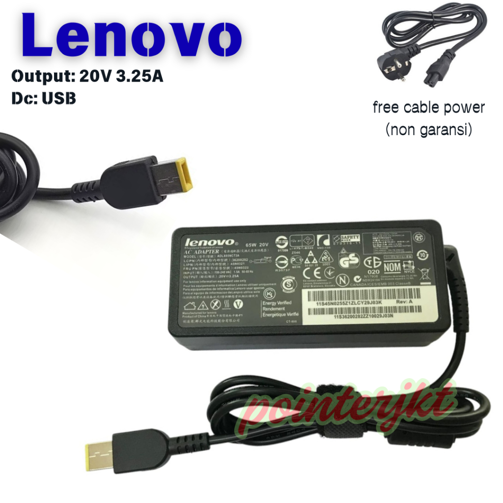 Adaptor Charger Casan Laptop V310-14ISK V310-14IKB V310-14ISK V110 V110-14iSK 20v 3.25A USB