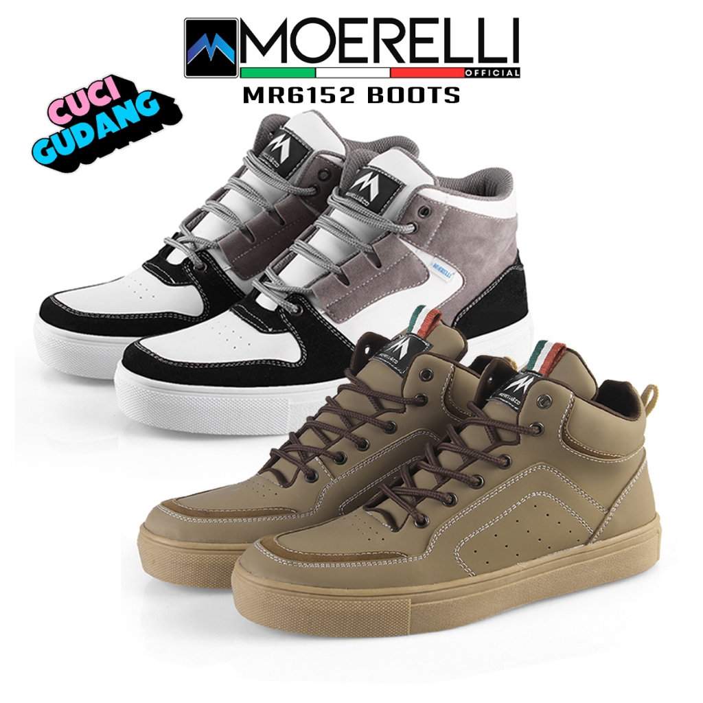 WAJIB PUNYA MOERELLI &CO CUCI GUDANG Sepatu Sneakers Pria Hitam Putih Abu Sepatu Versi Jordan Boot