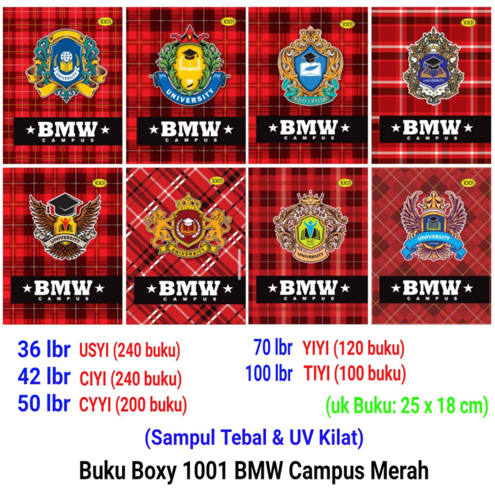 

1pack=10buah Buku Tulis Panjang buku Tulis Boxy Kampus BMW
