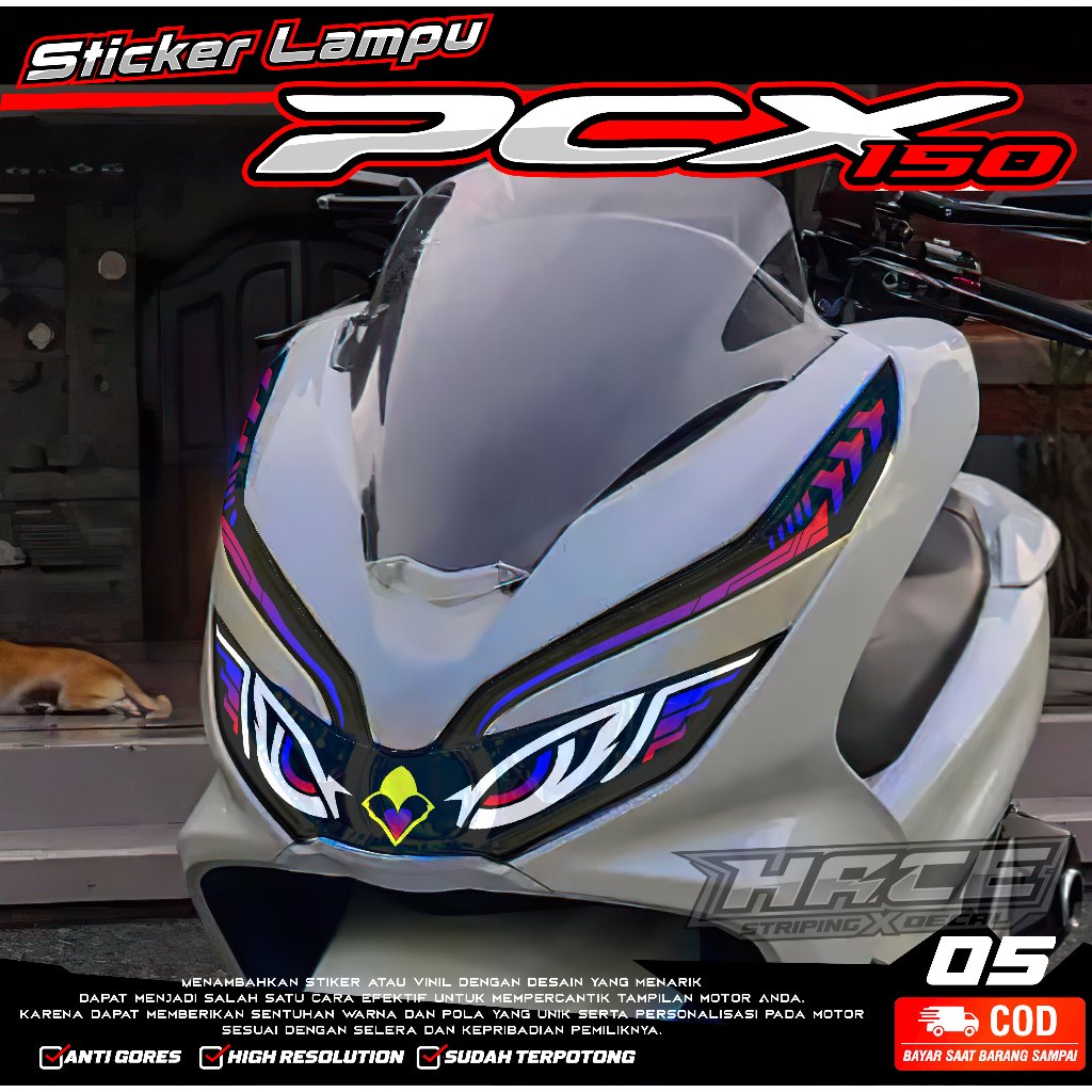 KODE 05 STIKER ALIS LAMPU DEPAN MOTOR PCX 150 - STIKER LAMPU PCX 150 VARIASI MATA ELANG