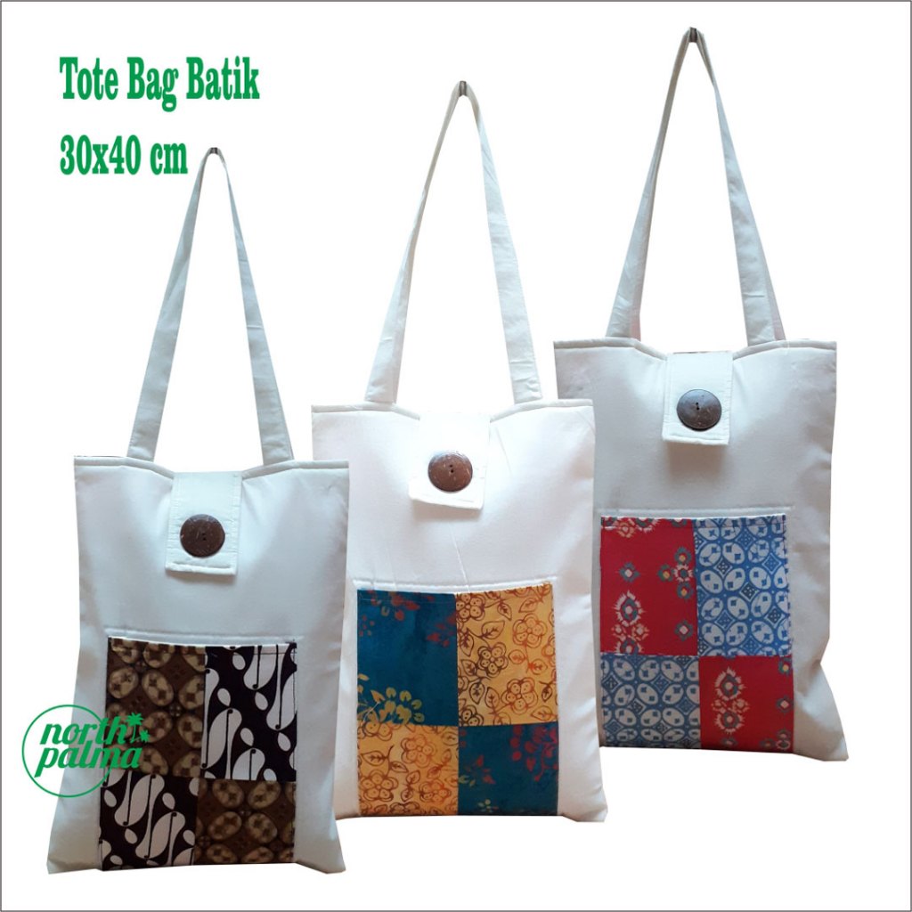 Tas Tote Bag Kain Batik Untuk Souvenir Seminar Kancing Batok