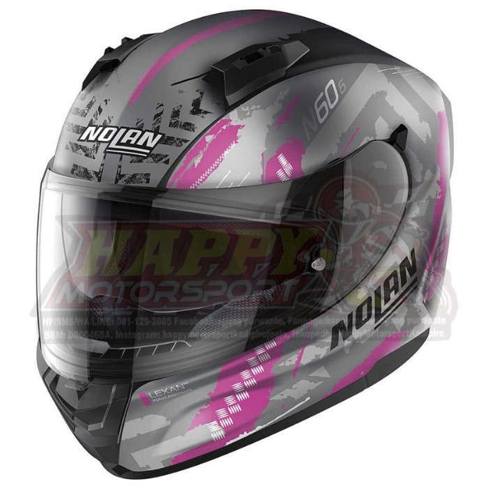 Helm Nolan N606 Wheelspin Matte Black Pink Full Face