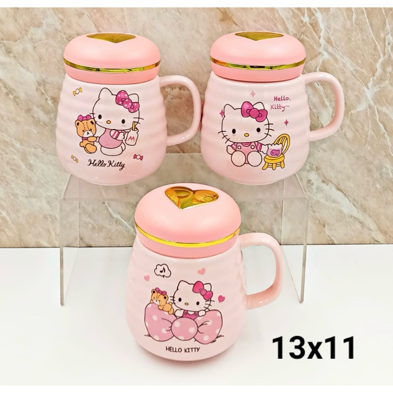 Gelas keramik tutup stainless Hello Kitty