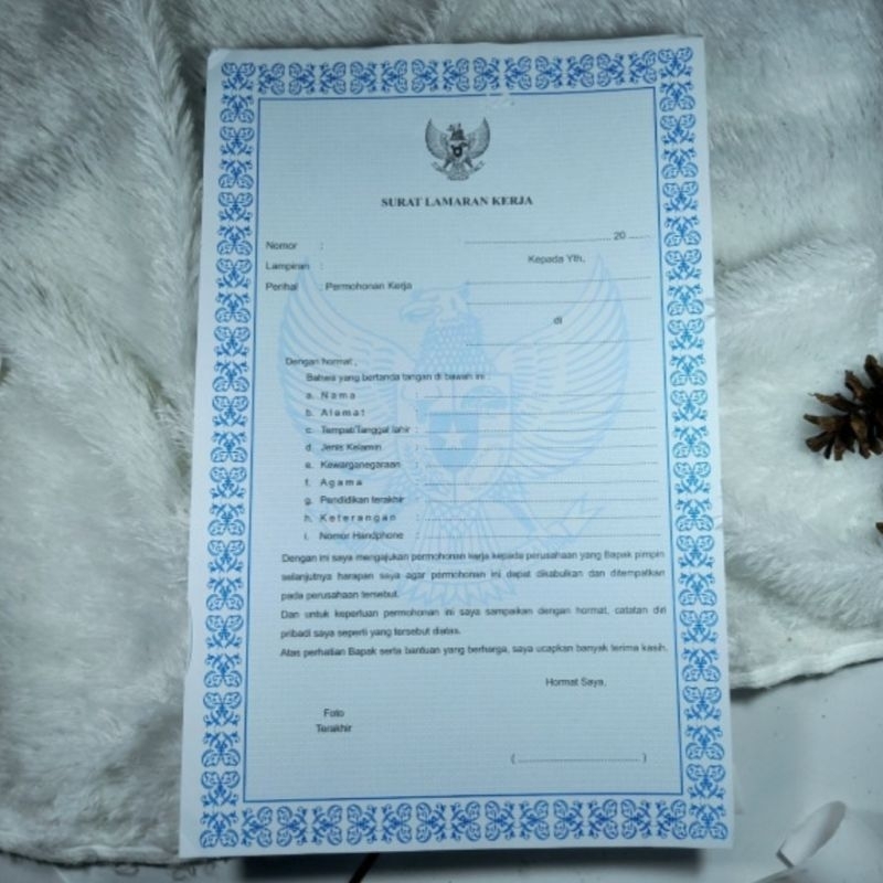 

(perlembar) Blangko kertas Lamaran