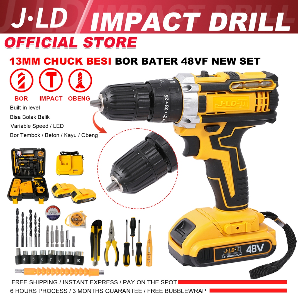 JLD Mesin Bor Baterai 48Vf Impact Fullset Murah dengan Kecepatan Tinggi dan Tekanan Tinggi