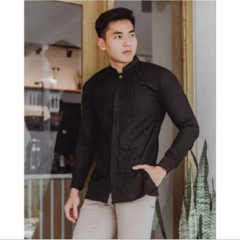 Kemeja Bordir Pria NUC.ID Azam 03 (Hitam)