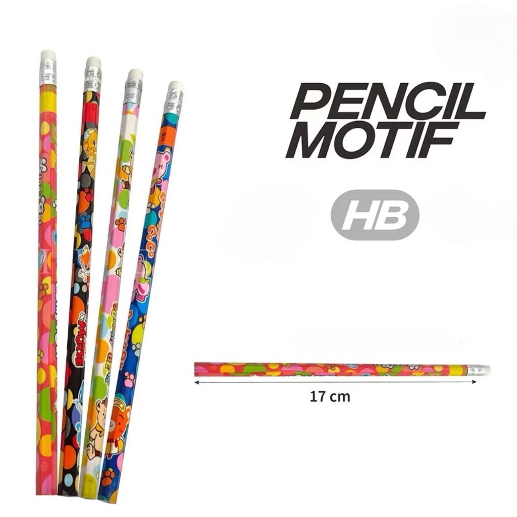 

Pensil Anak Sekolah HB Set isi 2 pcs Pensil Penghapus Motif Karakter Kartun Lucu Murah