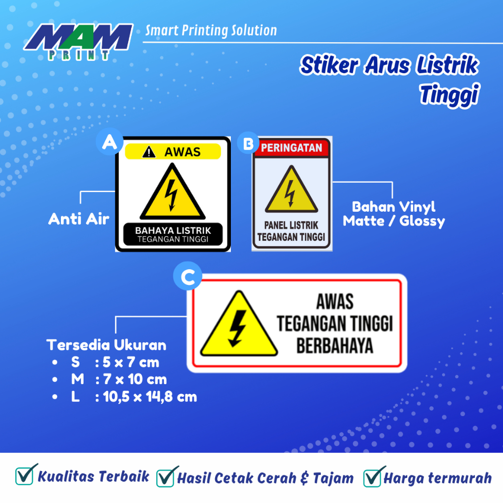 

Sign Sticker Arus Listrik tinggi / sticker high voltage / stiker listrik / stiker tegangan tinggi / stiker panel listrik