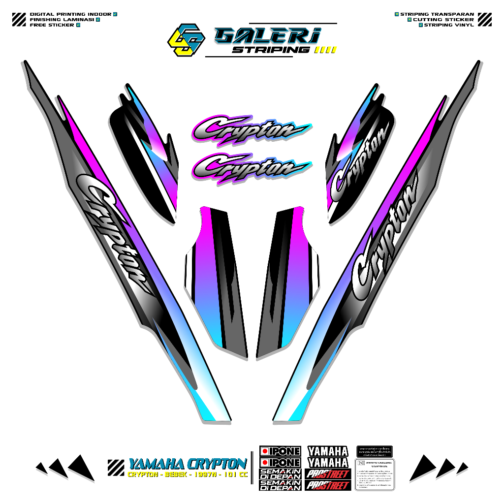 STRIPING YAMAHA CRYPTON MOTIF X2 STICKER CRIPTON 1995 1996 1997 STIKER LIST MOTOR CRYPTON STANDAR