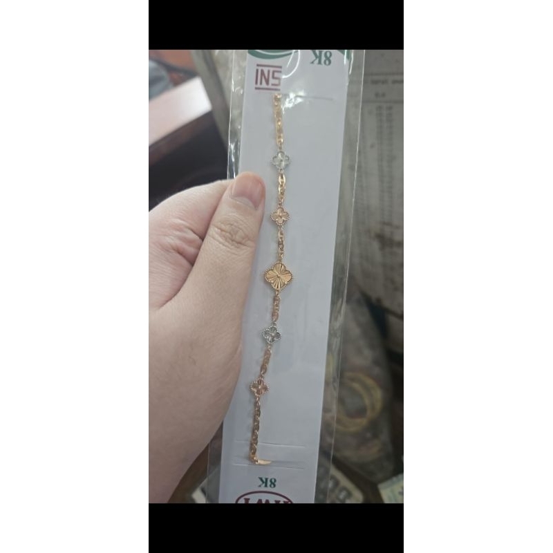 gelang rantai pentol kombinasi rosegold rose gold putih emas asli 375 17 cm 17cm
