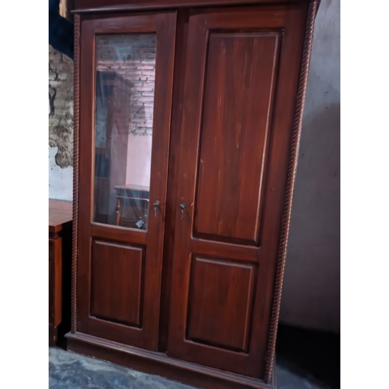 LEMARI MURAH KAYU JATI 2 PINTU MURAH MERIAH