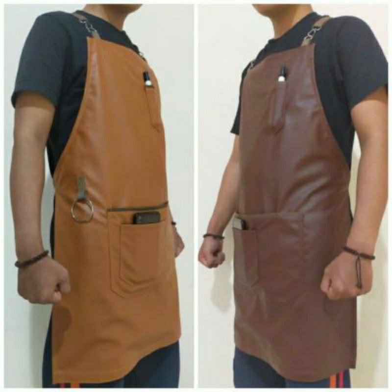 APRON BARISTA KULIT/ CELEMEK WATER PROOF.