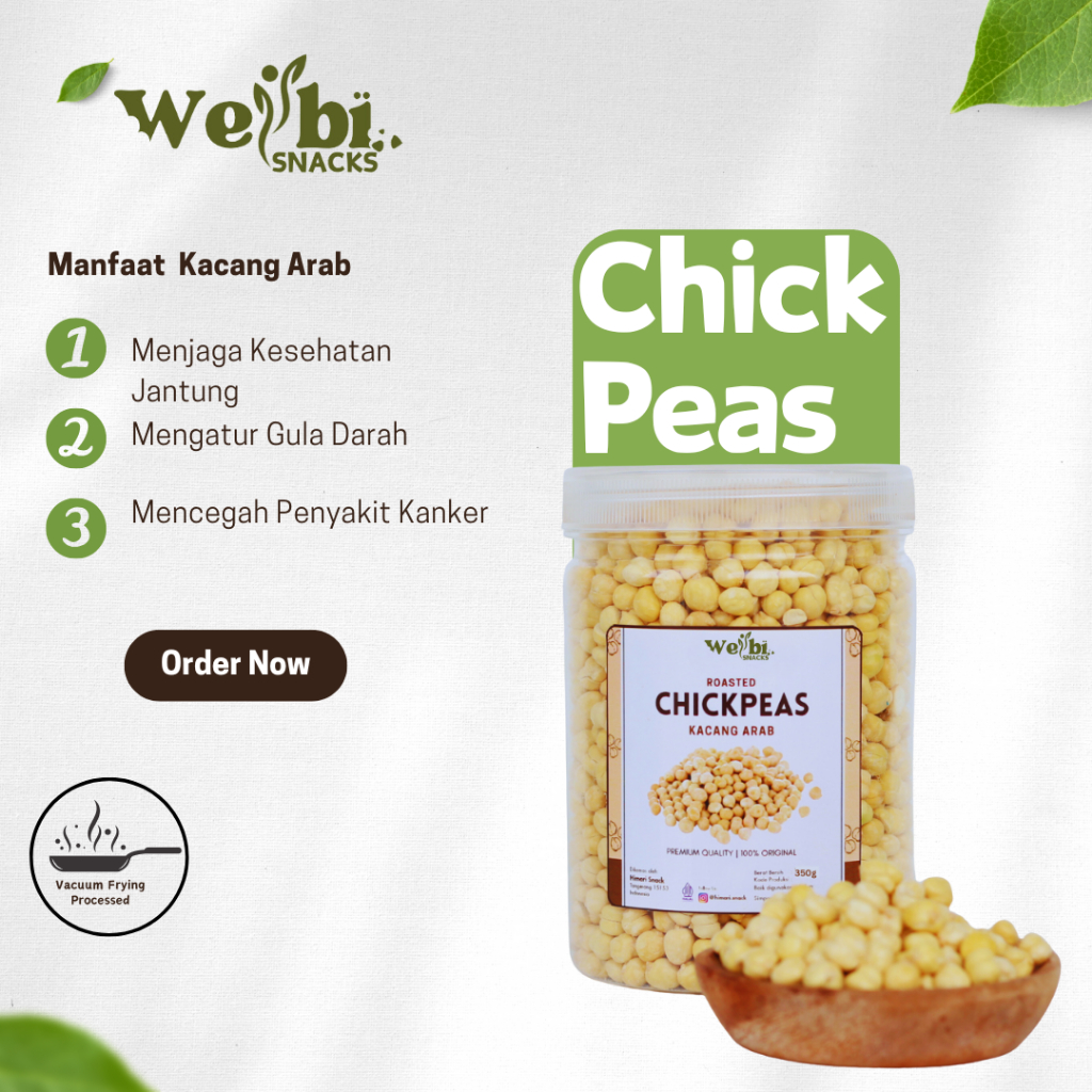 

Roasted Chickpeas Kacang Arab Panggang Cemilan Sehat Halal Wellbi Snack 250gr