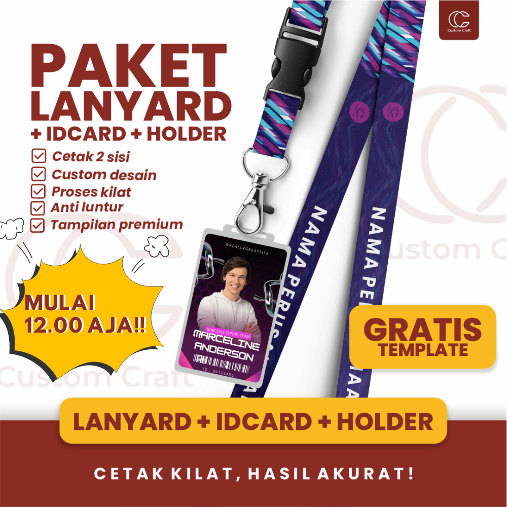 

(Paket Lengkap) Lanyard ID Card 2 Sisi Stopper Fullprint / LANYARD ID CARD CUSTOM CETAK 2 SISI