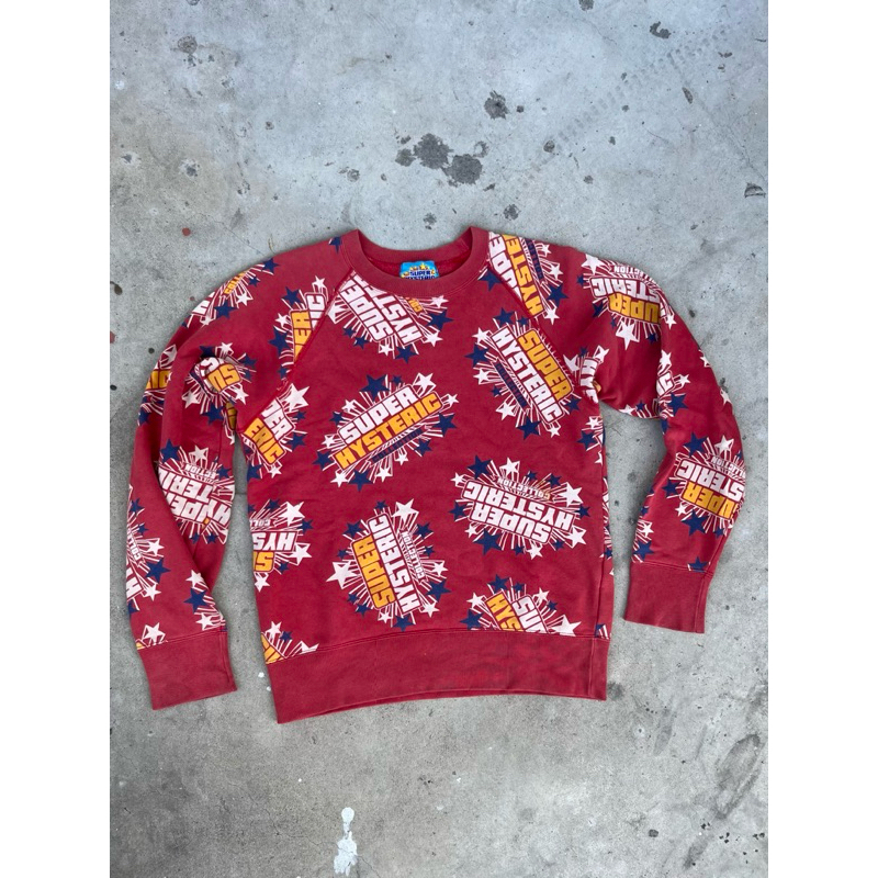 90s Hysteric glamour fullprint vintage sweatshirt like number nine,issey miyake,raf simons,japan,usa
