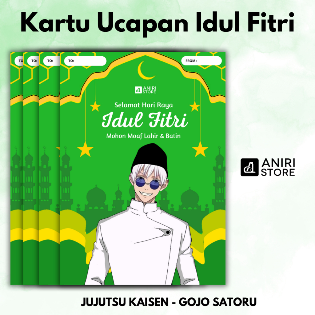 

Kartu Ucapan Idul Fitri Anime Jujutsu Kaisen Gojo Satoru ISI 8 PCS