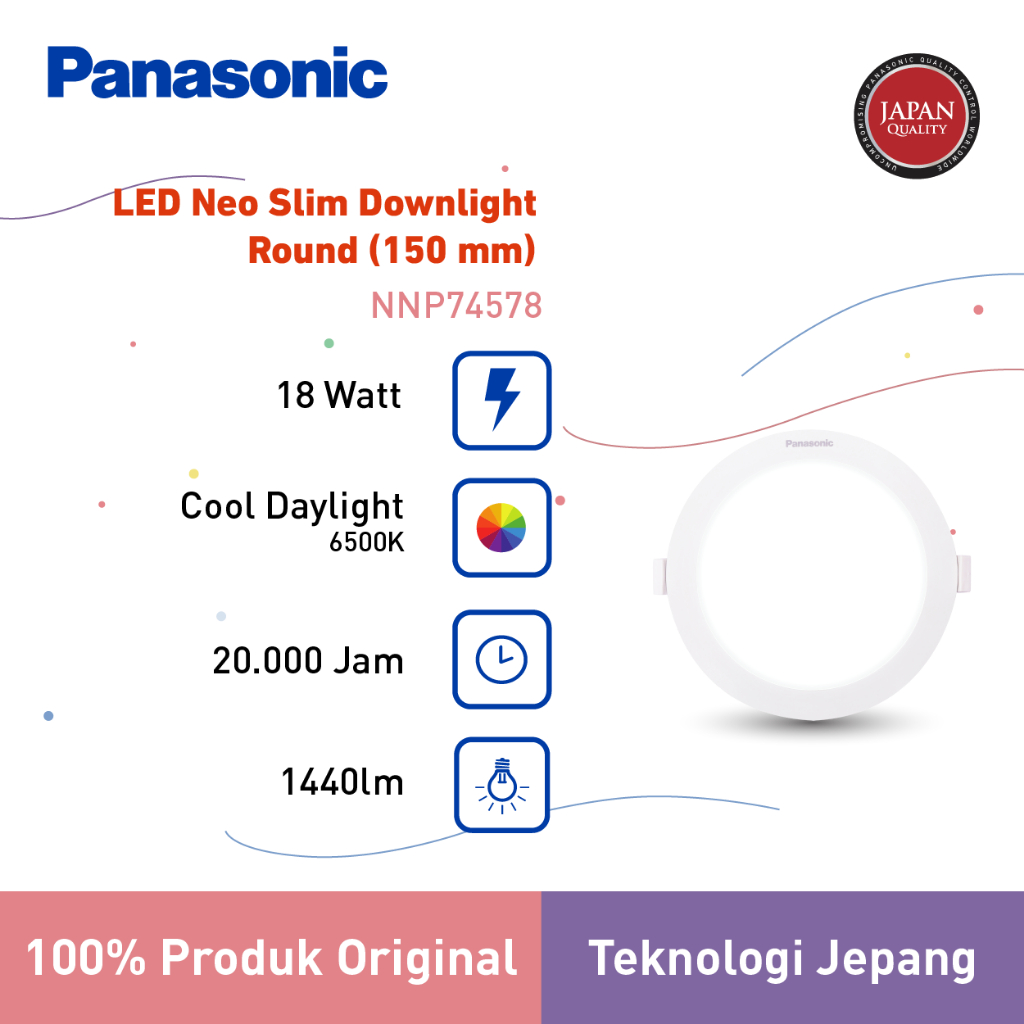 Panasonic Lampu Downlight LED Neo Slim 18W Dia 150mm 4000K