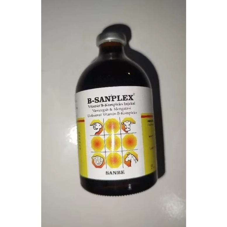 B SANPLEX SANBE Injeksi 100 ml ED November 2024 - Vitamin B Complex hewan sapi kambing domba untuk d