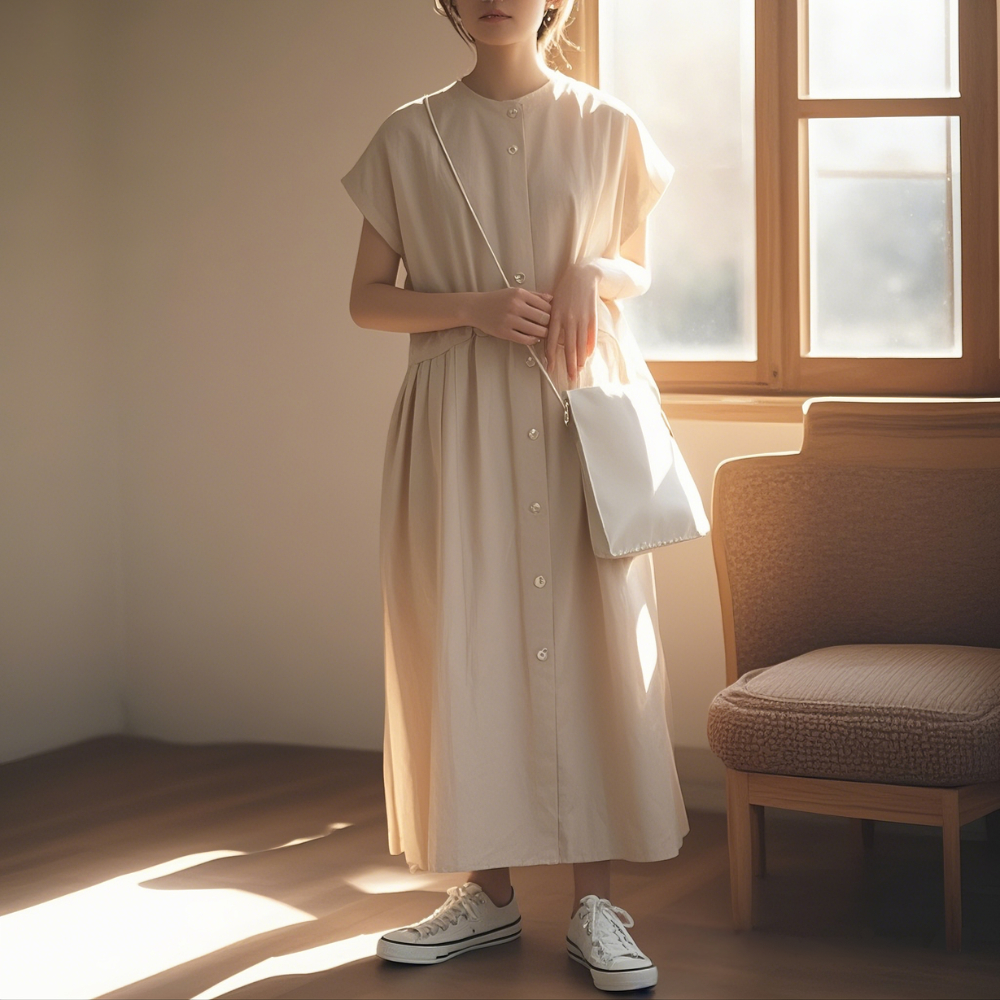Ripple Dress + Midi Dress + Korean Vintage Dress +
