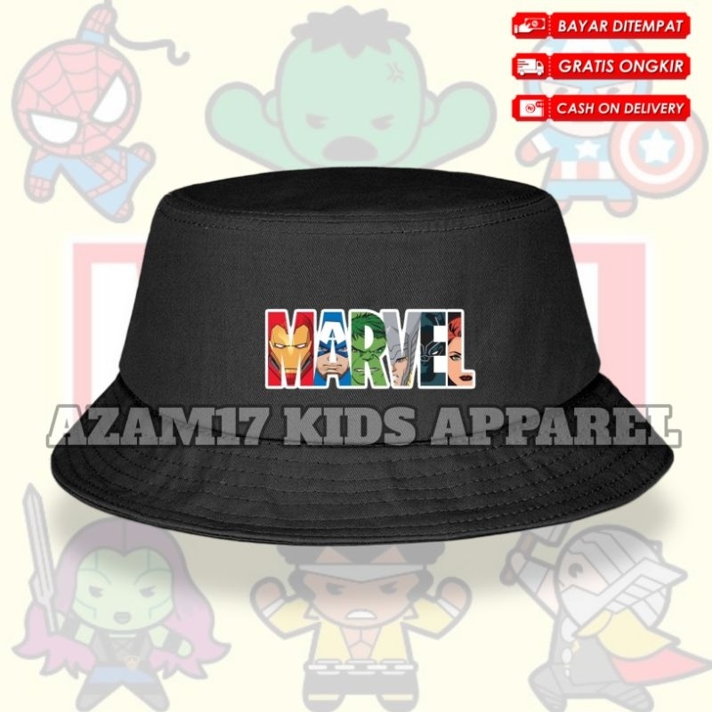 TOPI BUCKET ANAK MARVEL SUPER HERO / TOPI BUCKET HAT ANAK CAPTAIN MARVEL HEROES MARVEL STUDIO