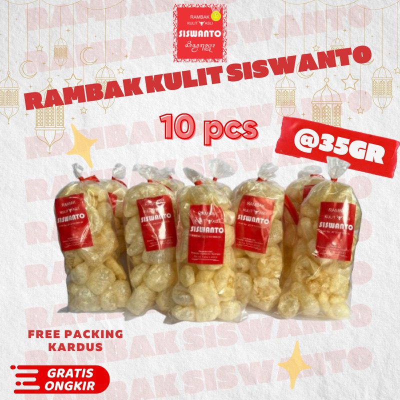 

Paket 10 pcs Kerupuk Rambak Kulit Sapi Asli Siswanto @35Gram Original