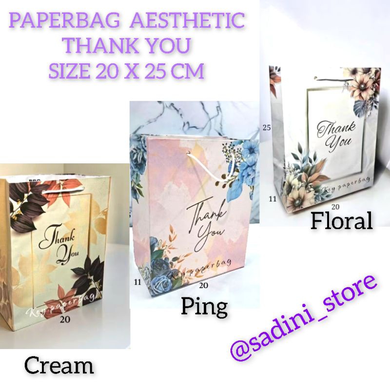 

Paperbag Aesthetic Thank You Uk 20x25 TAS KERTAS SOUVENIR ACARA HAJATAN MURAH KALSEL