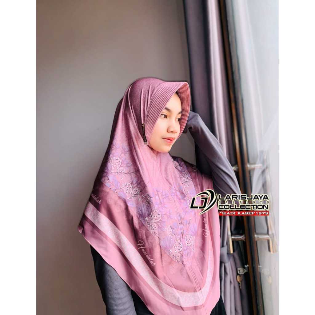Hijab jilbab instan bergo motif bunga printing Jersey premium