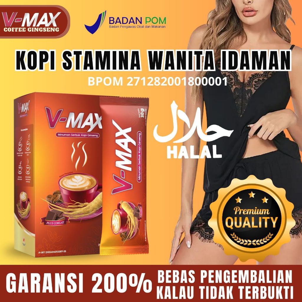 

VMAX Kopi Rasa Coklat Peningkat Energi stamina wanita-Kopi 1 Box Isi 10 sachet Original