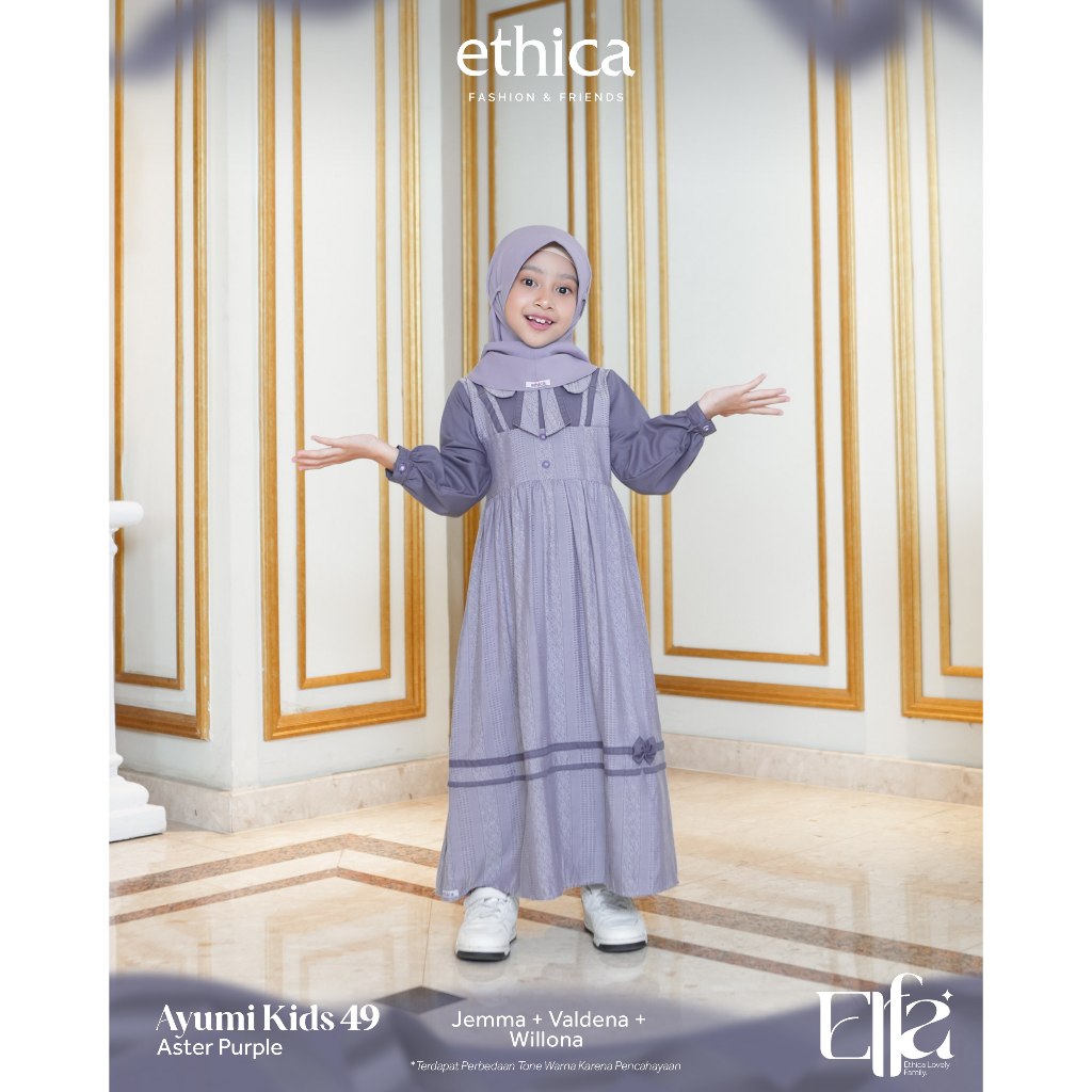 Jual Ethica Gamis Anak Ayumi Kids 49 Valdena Aster Purple Set Kerudung Elfa 310 311 Clianto Grey