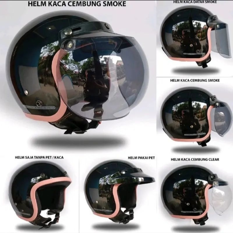 Helm wanita bogo solid hijab full leher list pink ukuran universal M,L,XL, SNI motorcycle
