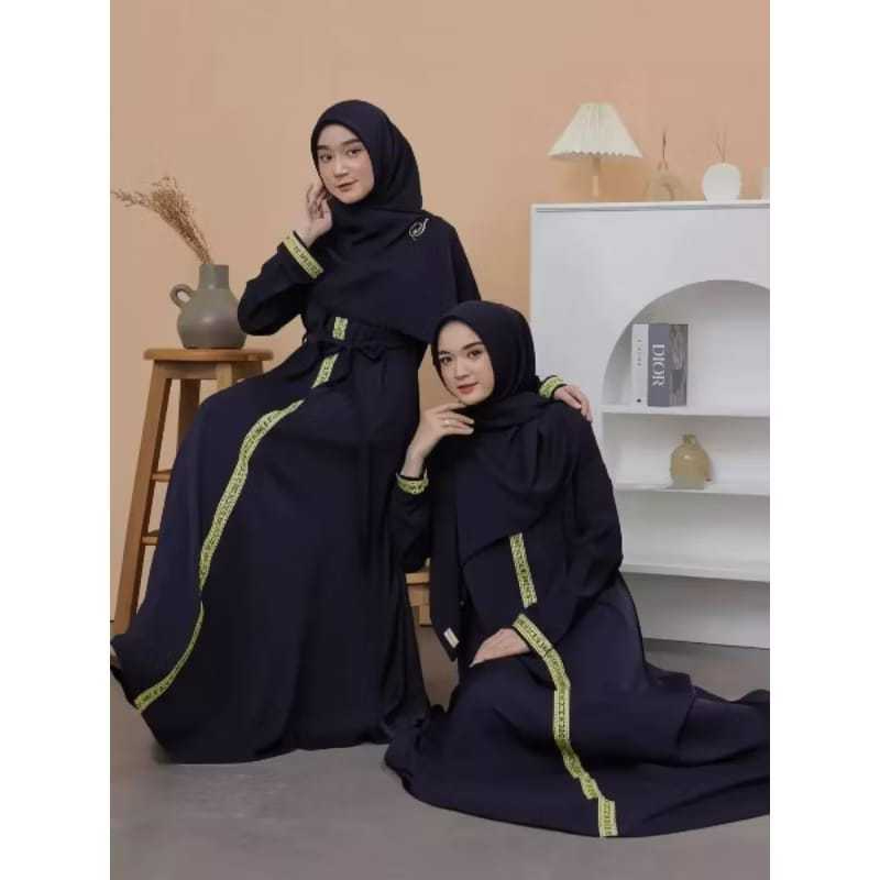Gamis Hitam dengan Hijab/Drees Abaya Madina Arabic Style Trend a Bordir Gamis Terbaru