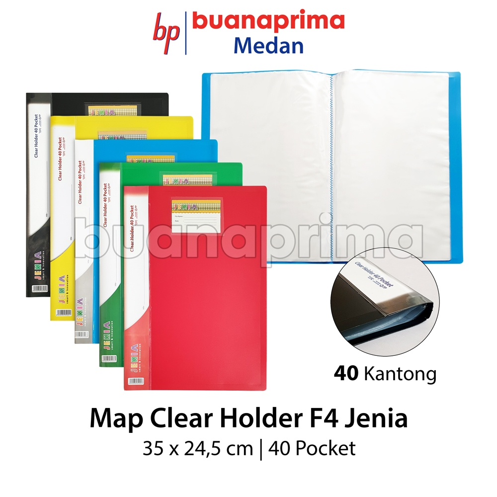 

Map CLEAR HOLDER JENIA F4 40 Kantong Document Keeper Display Book Lembaran Pockets Plastik Folio
