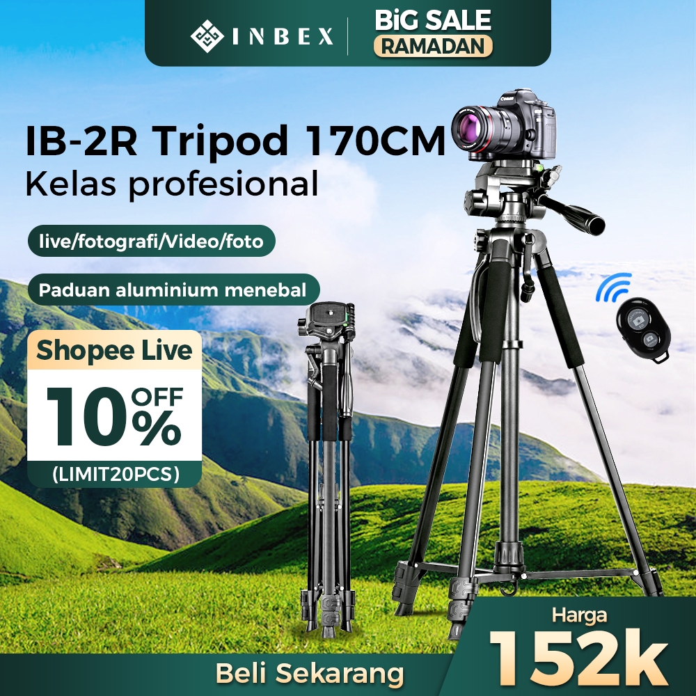 INBEX IB-2R 170CM Tripod Kamera Hp Bluetooth Remote Tripot HP Aluminum Tripod with Holder+Carry Bag