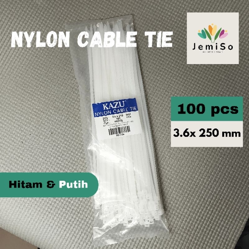 

Kabel Tie 3.6 x 250 mm | 100 pcs/pack | Hitam/Putih
