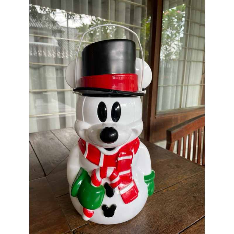 Preloved Koleksi Popcorn Bucket Mickey Snowman Winter Disneyland