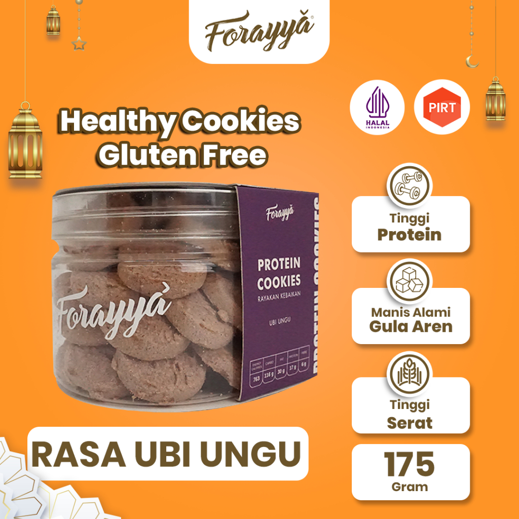 

Protein Cookies Jar Ubi Ungu 170g - Forayya Kue Kering Gluten Free Tinggi Protein Asam Amino